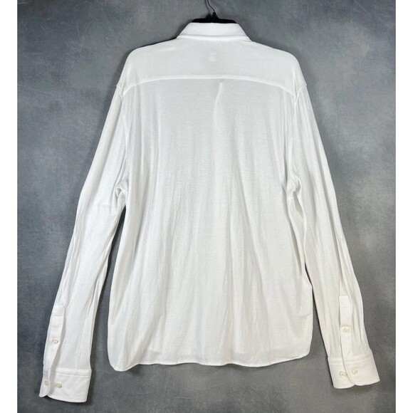 Hugo Boss Black Label Men White Solid Jersey Casual Button Down Shirt 17 XL $195 - Picture 4 of 13